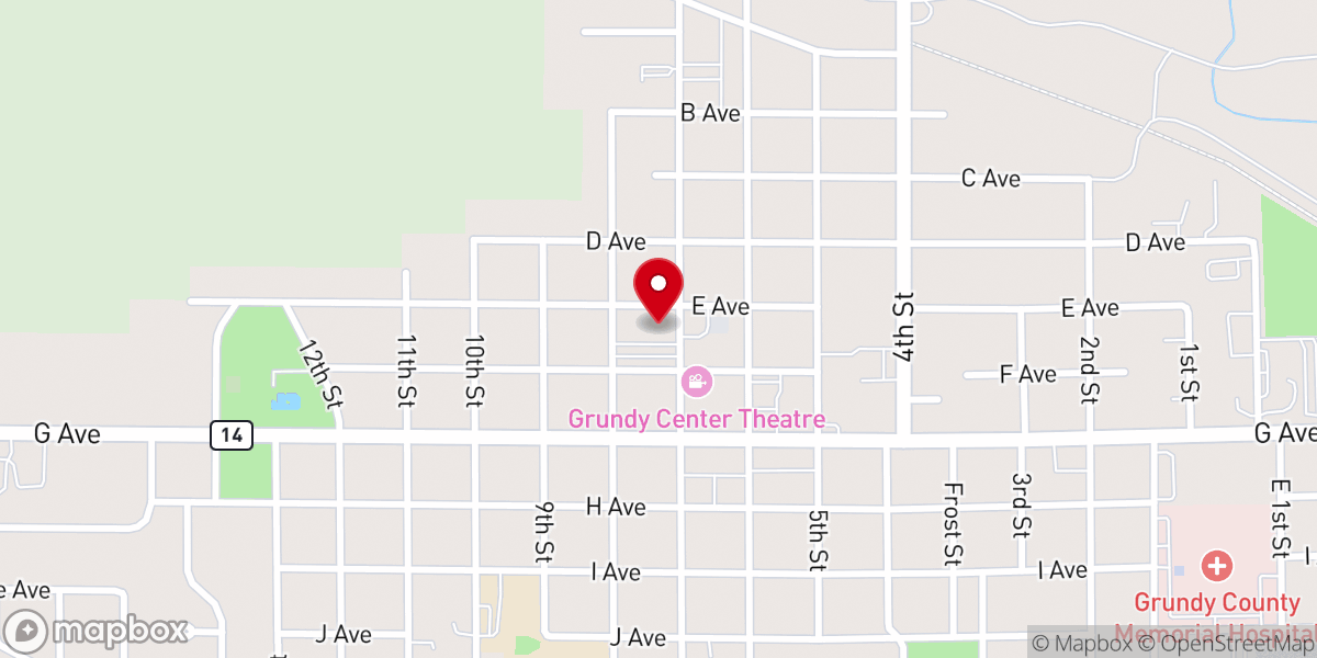 Map showing location of Grundy Center Chamber-Main Street