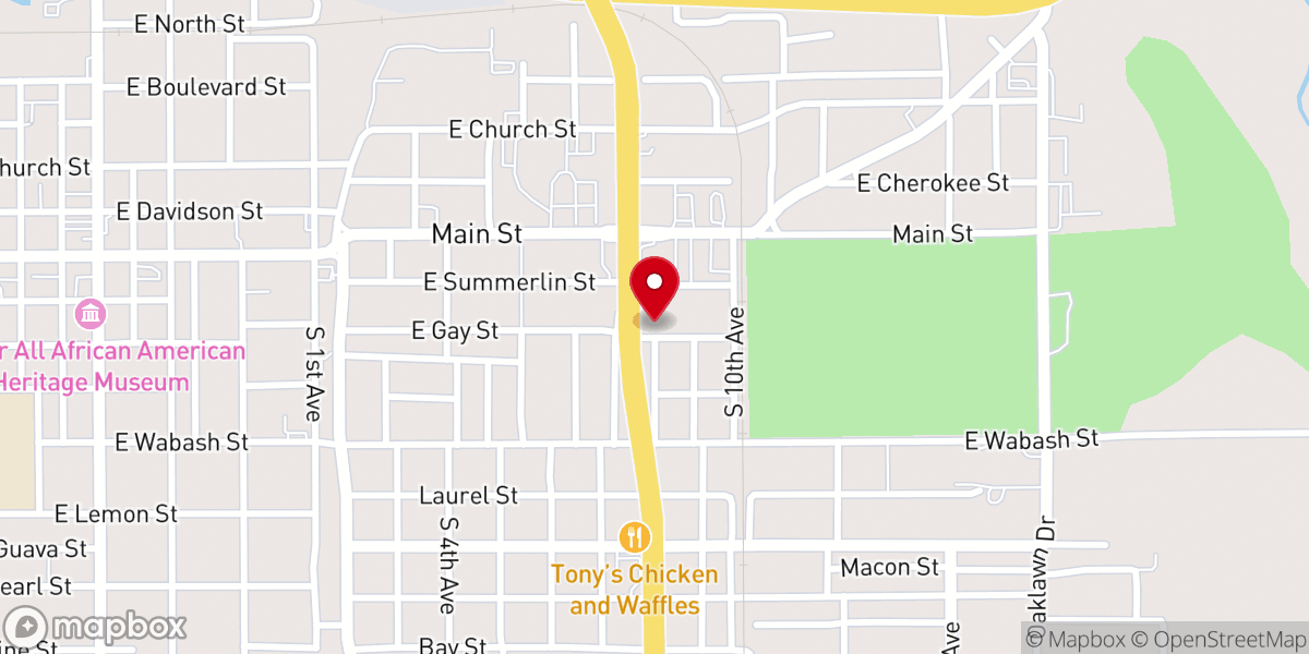 Map showing location of Mt Olive Freewill Baptist Church