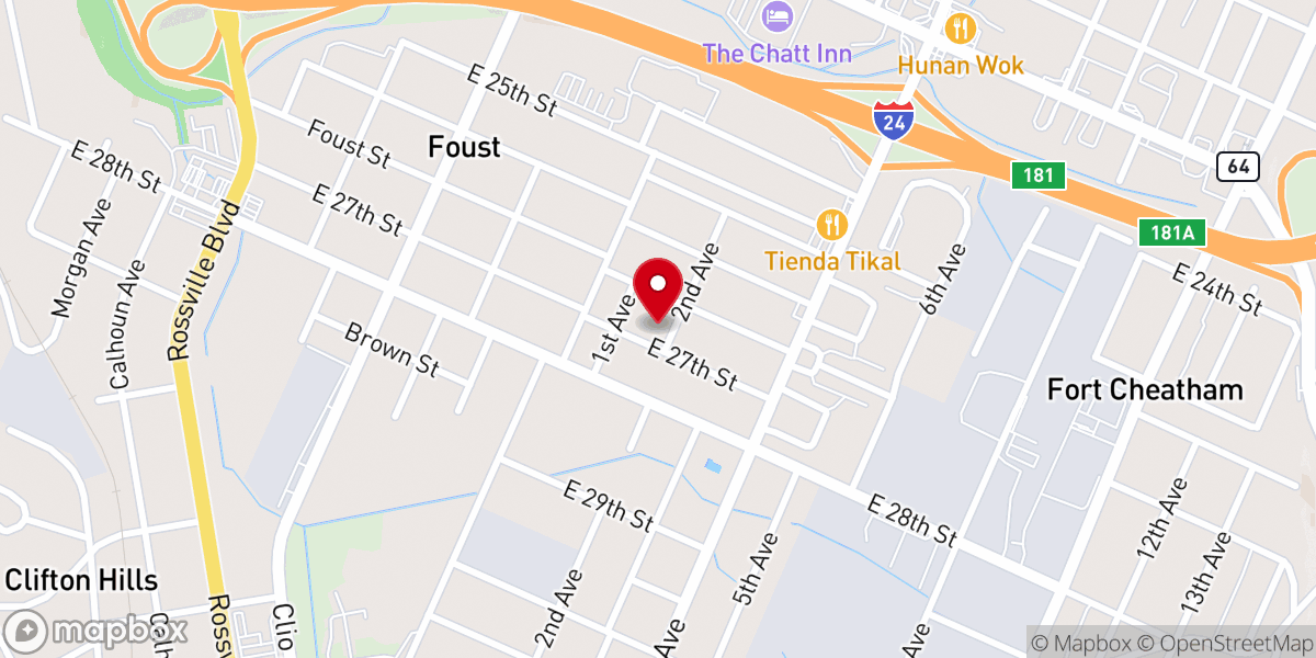 Map showing location of New Horizon Baptist Church