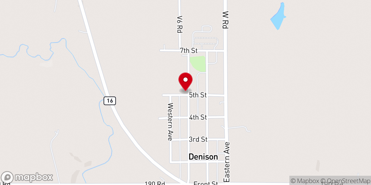 Map showing location of Denison Bible Church