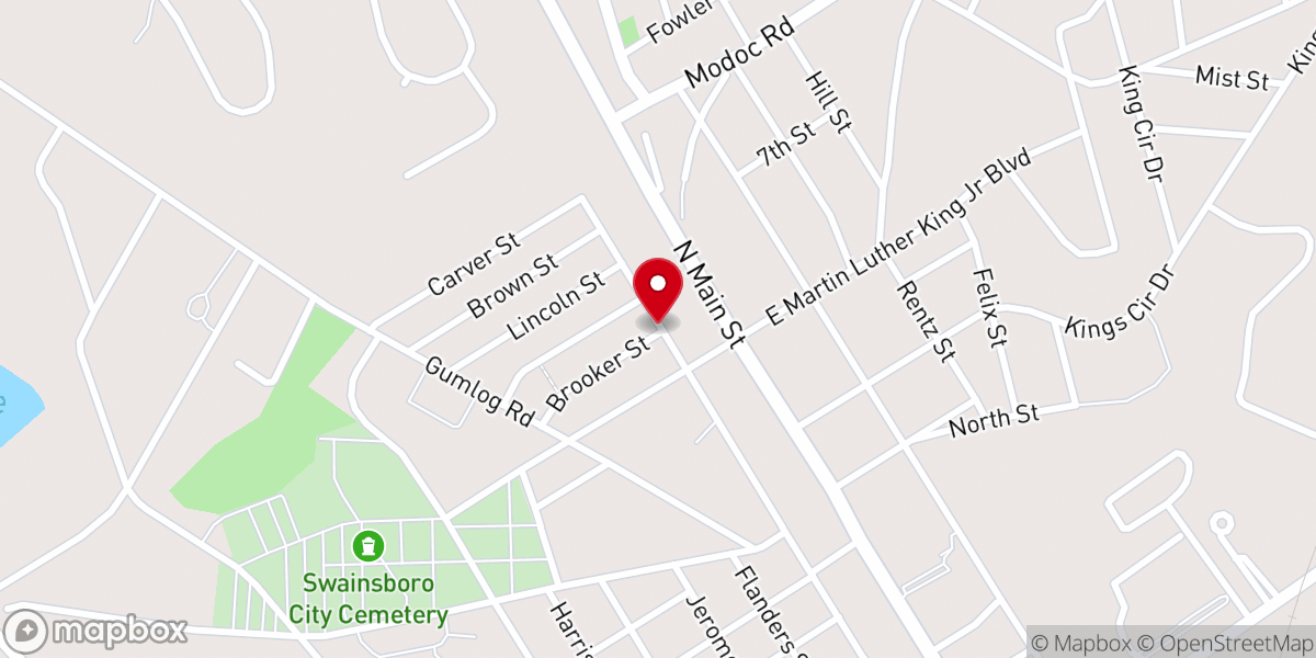 Map showing location of Brown Chapel Center of Deliverance