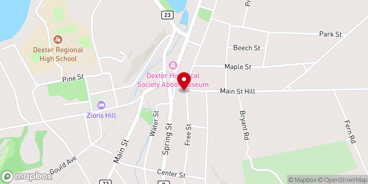 Map showing location of First Baptist Church of Dexter