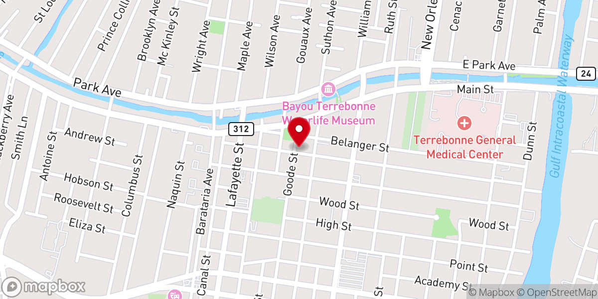 Map showing location of Terrebonne Folklife Culture Center