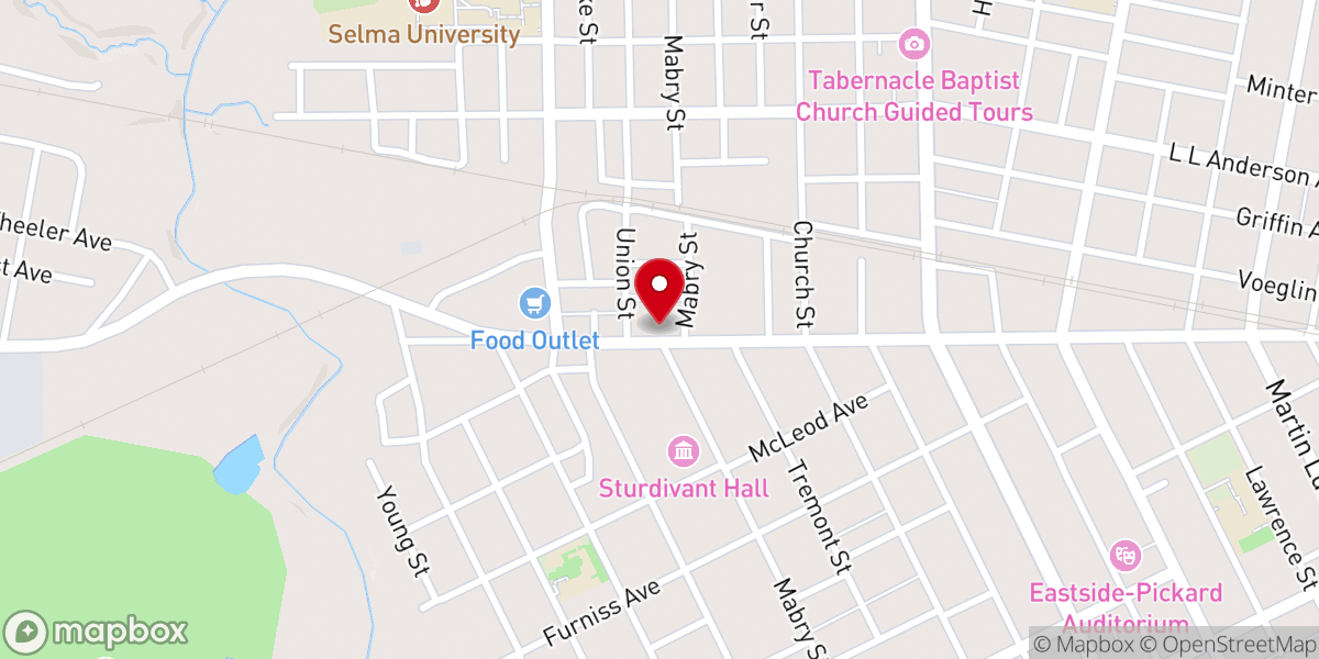 Map showing location of Selma Reformed Presbyterian Church