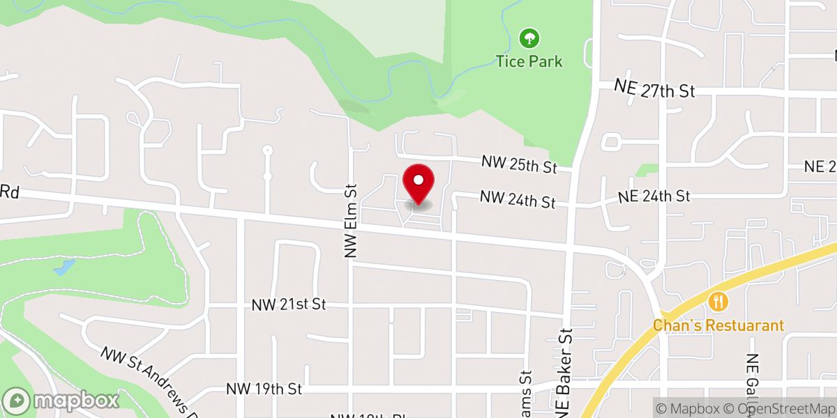 Map showing location of Baker Creek Community Church