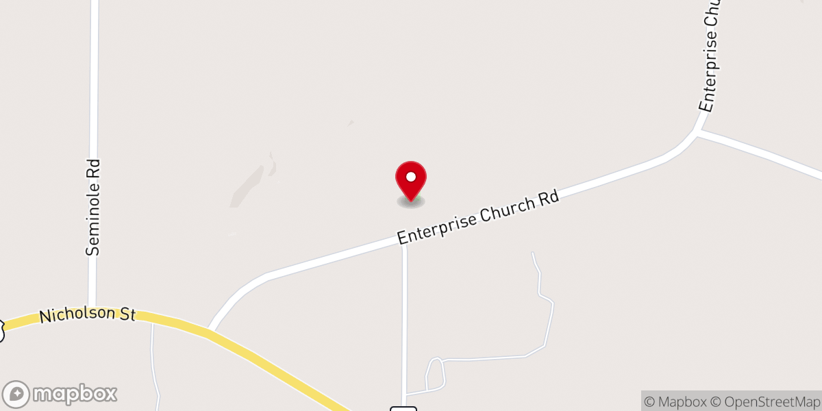Map showing location of Enterprise Baptist Church