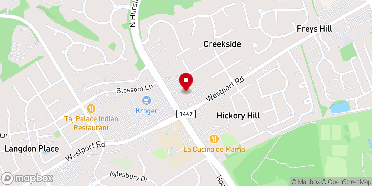 Map showing location of Westport Road Baptist Church