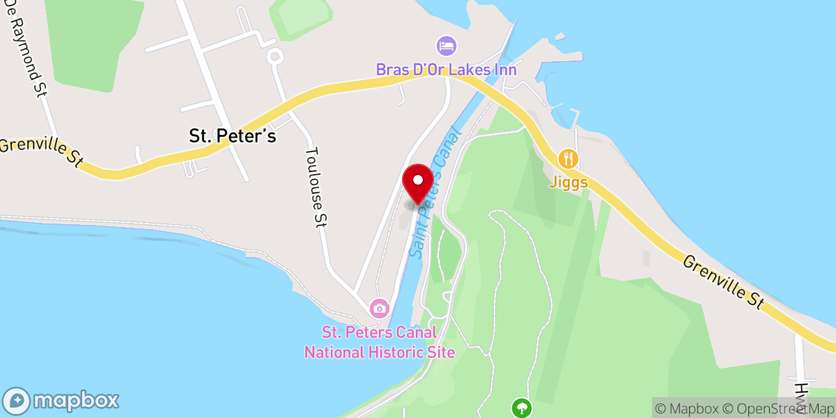 Map showing location of St. Peters Canal National Historic Site
