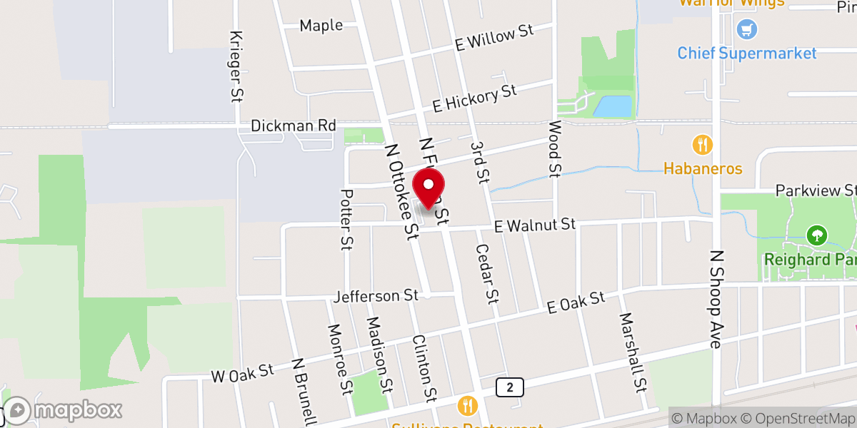 Map showing location of First Church of God