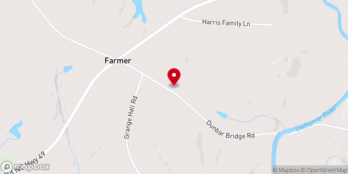 Map showing location of Farmer Baptist Church