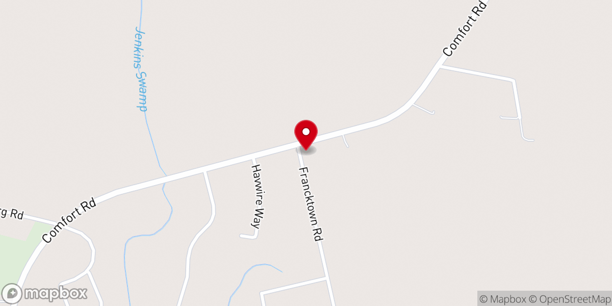 Map showing location of Blooming Hill FWB Church