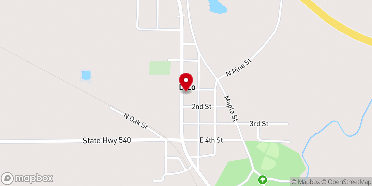 Map showing location of D'lo Baptist Church