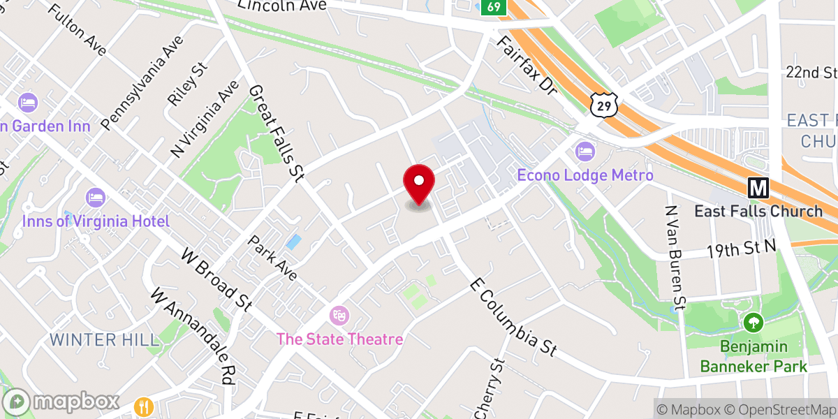 Map showing location of Columbia Baptist Church