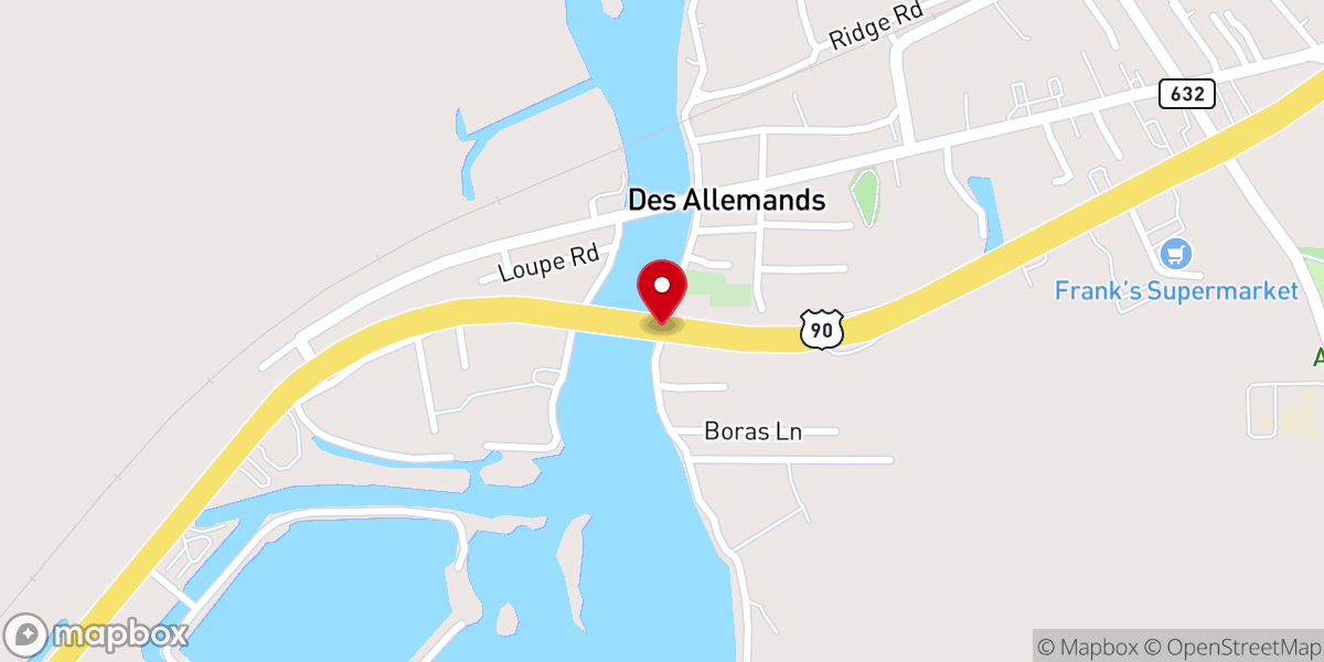 Map showing location of Des Allemands Boat Launch