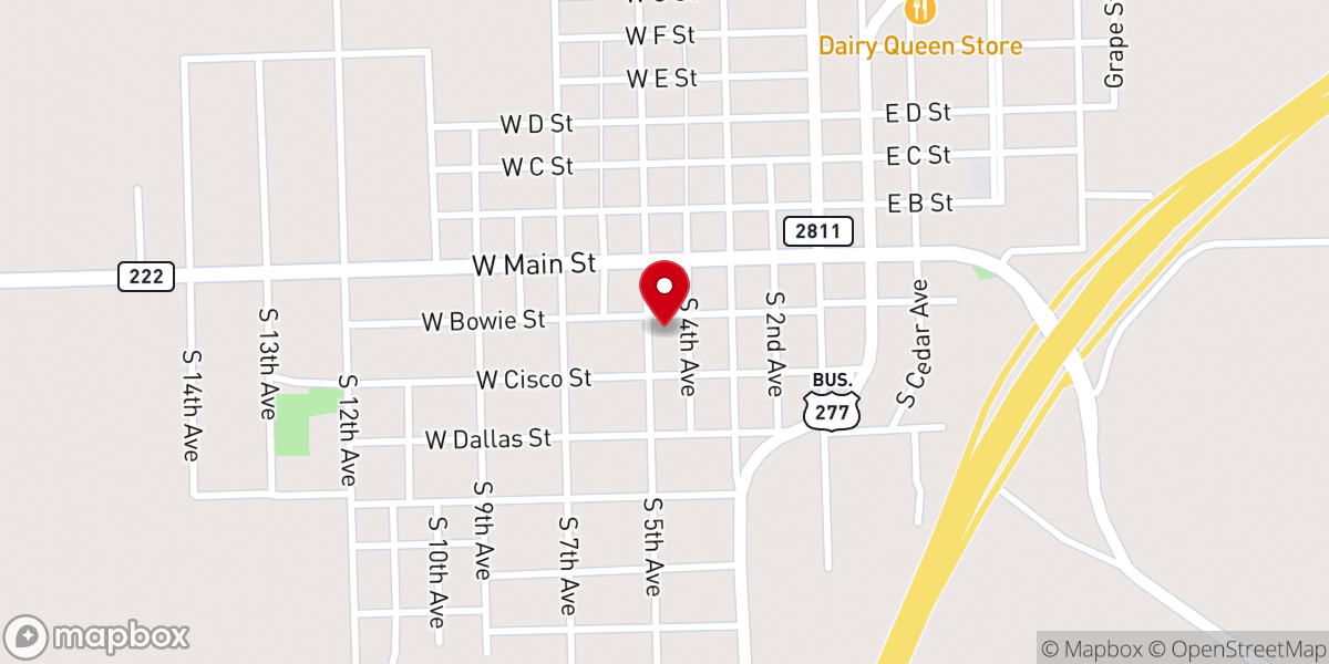 Map showing location of First Baptist Church
