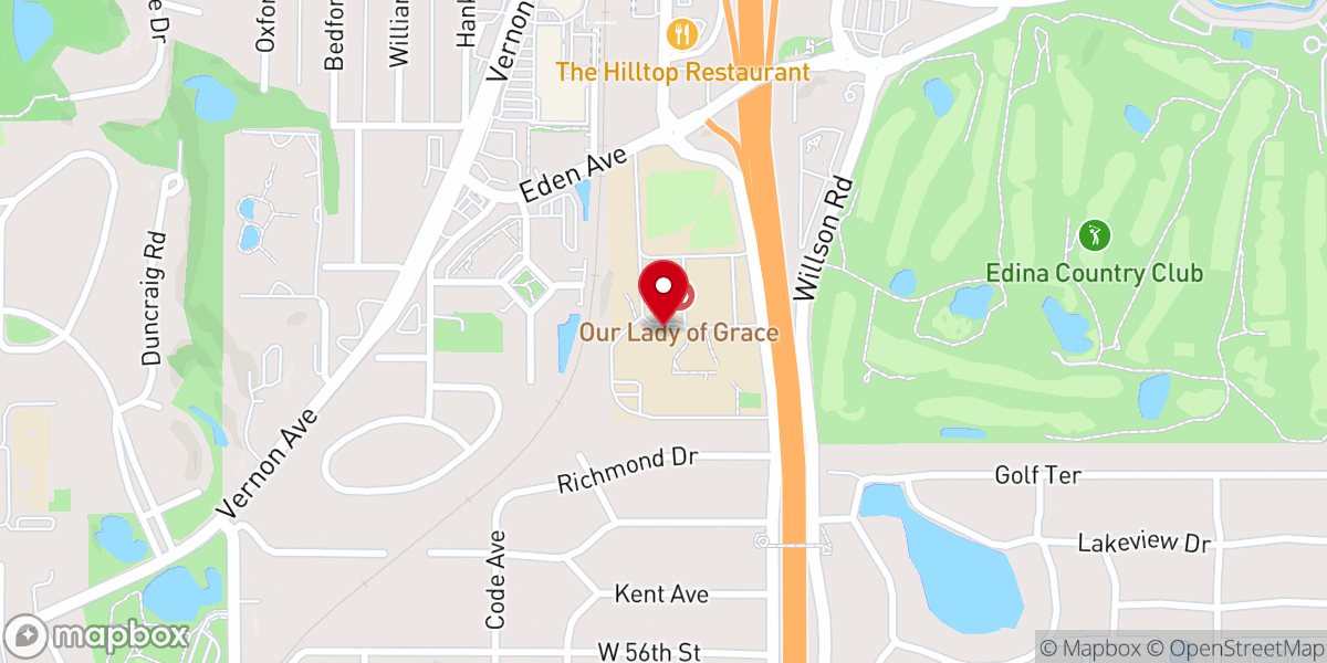 Map showing location of Our Lady of Grace Catholic Church