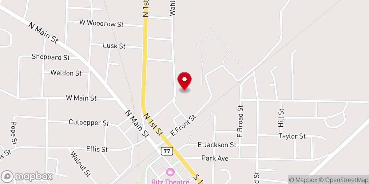 Map showing location of Vineyard Christian Fellowship