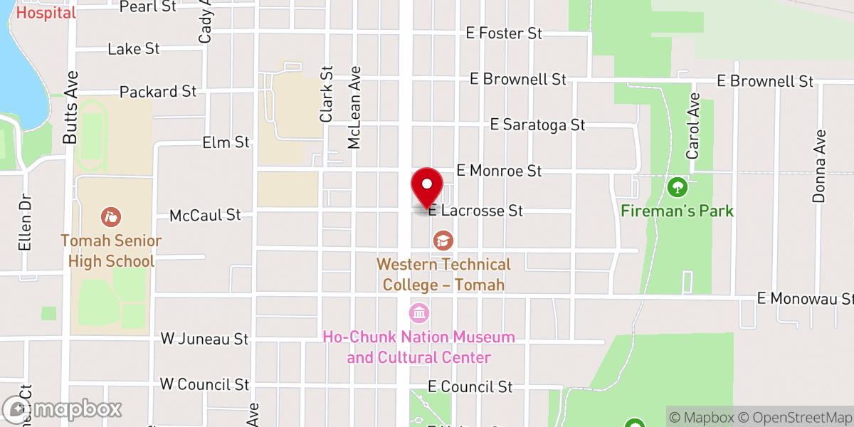 Map showing location of Tomah