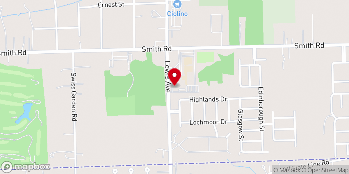 Map showing location of Lewis Avenue Baptist Church