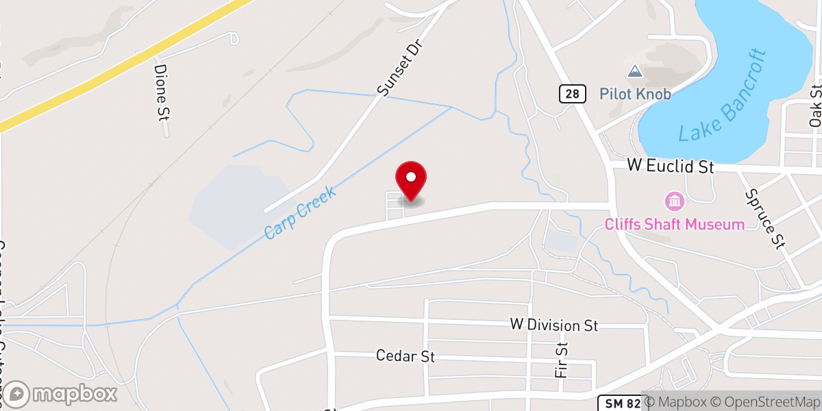 Map showing location of Ishpeming Laestadian Church