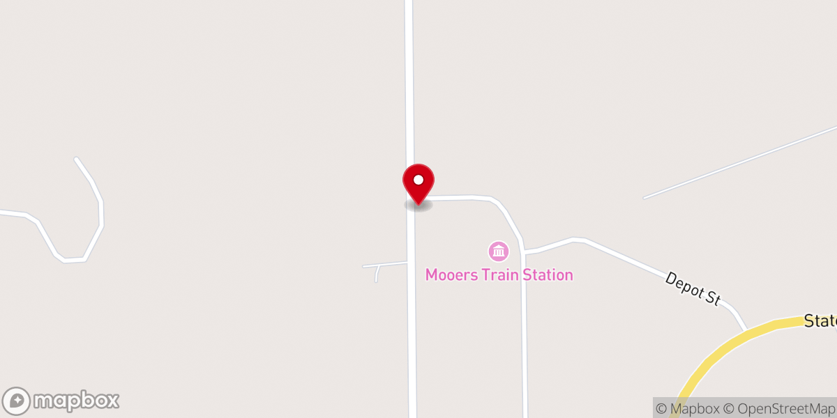 Map showing location of Mooers Wesleyan Church