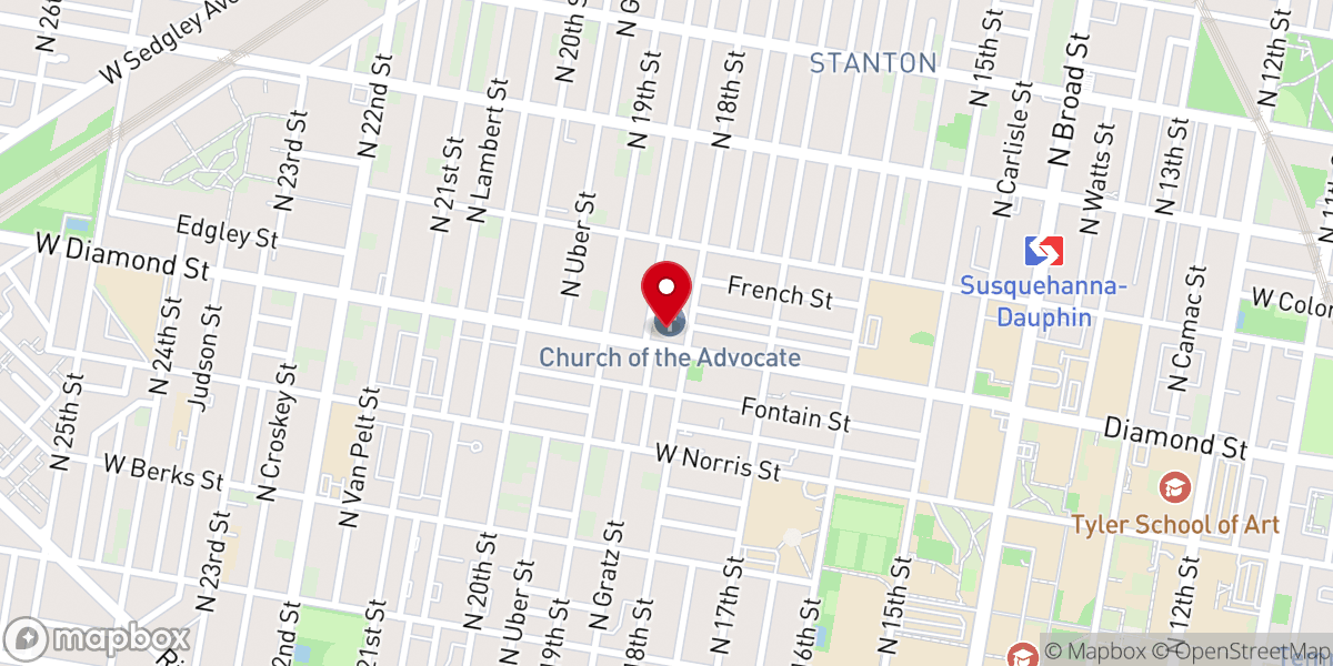 Map showing location of Church of the Advocate