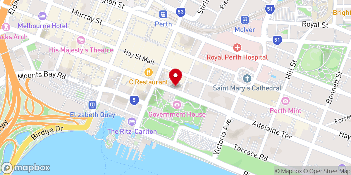 Map showing location of St George's Cathedral