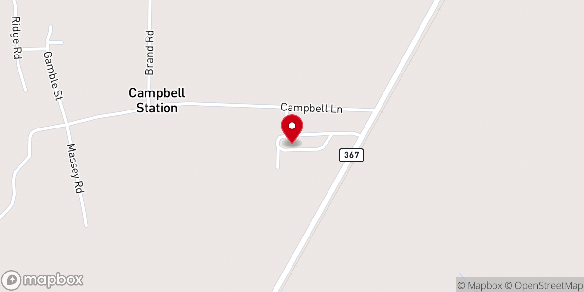 Map showing location of Campbell Station Baptist Church