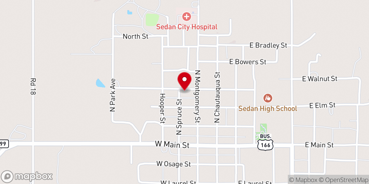 Map showing location of Sedan Assembly-God Parsonage