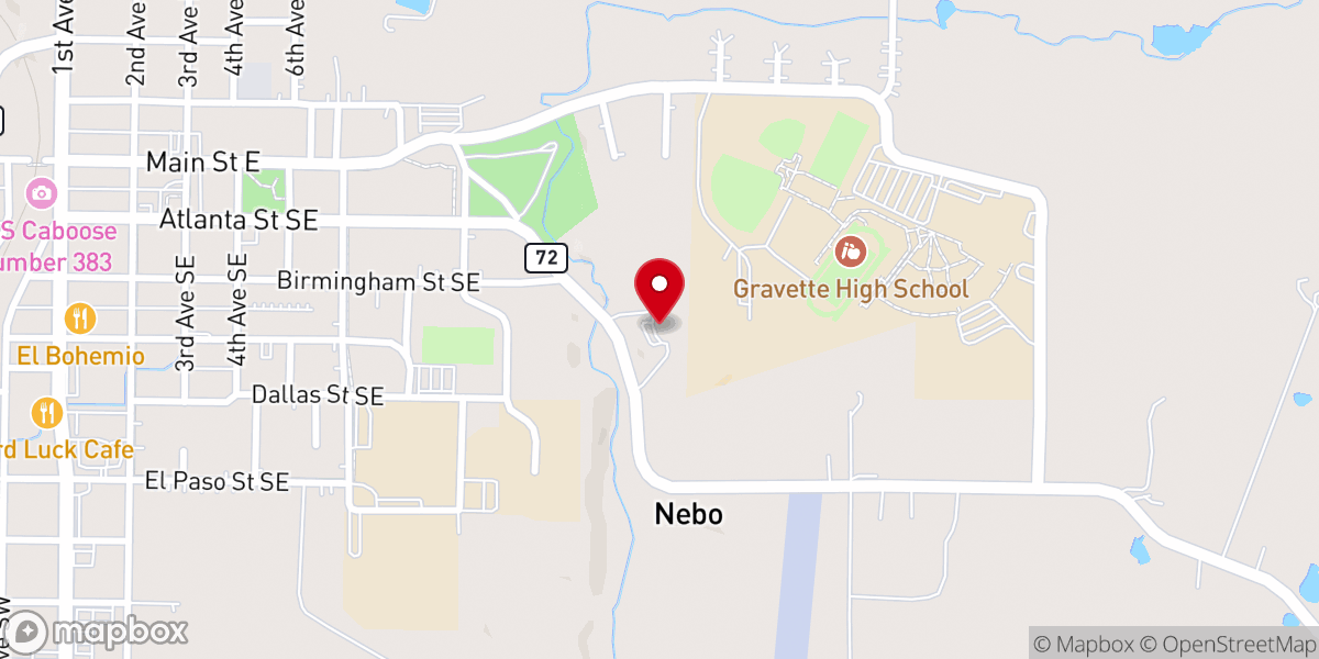 Map showing location of Christian Center Northwest AR