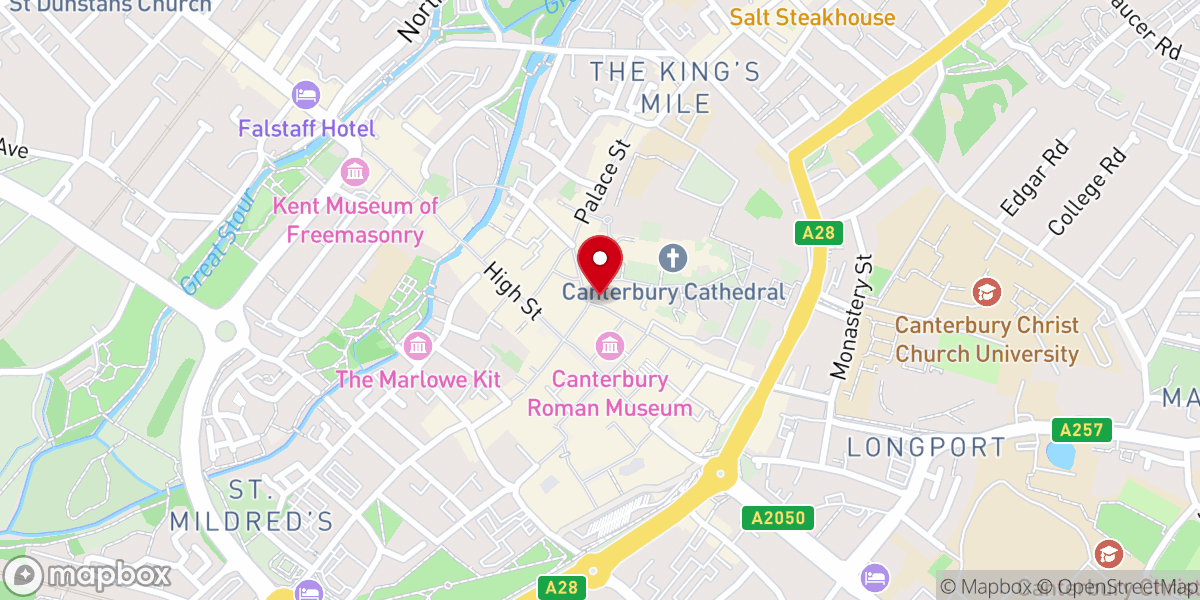 Map showing location of Canterbury Cathedral Shop