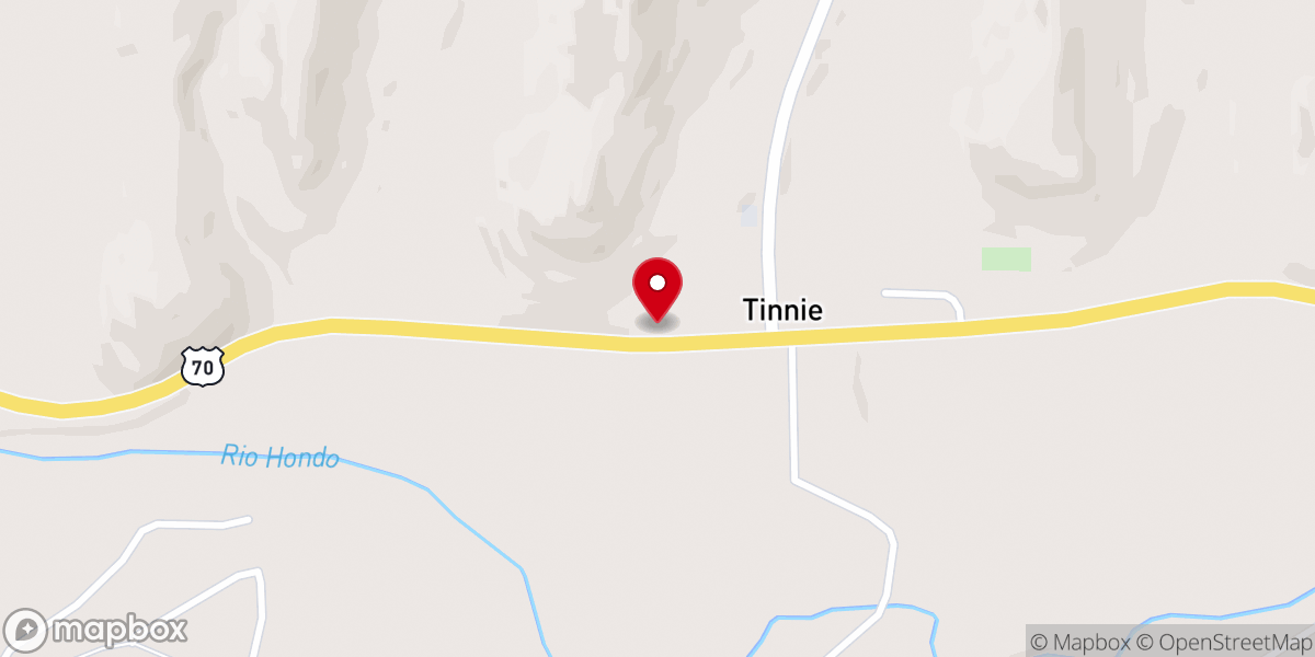 Map showing location of First Baptist Church of Tinnie