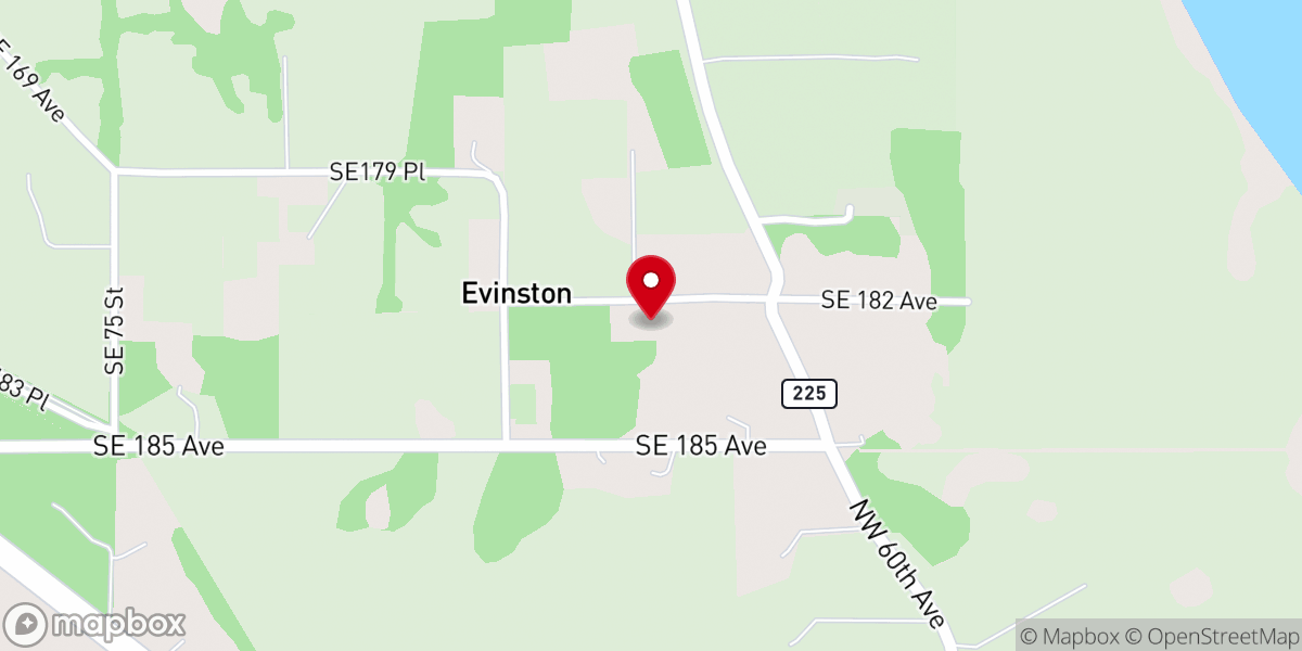 Map showing location of Evinston Methodist Church