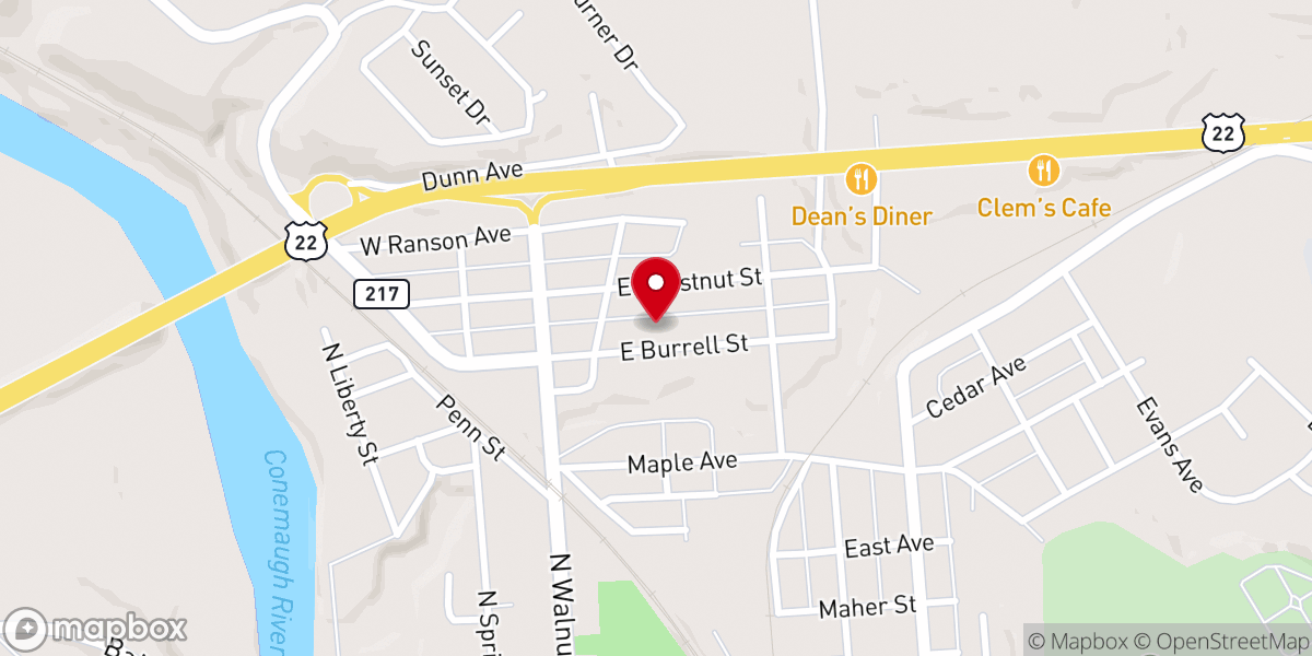 Map showing location of Blairsville Alliance Church