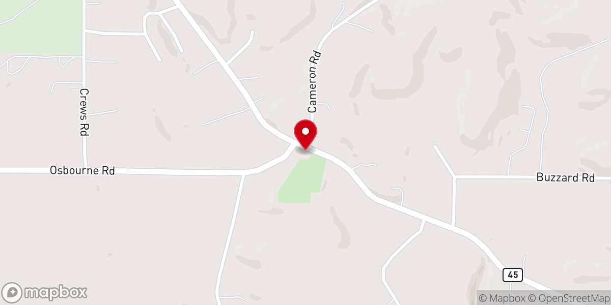 Map showing location of Yellow Creek Presbyterian Church