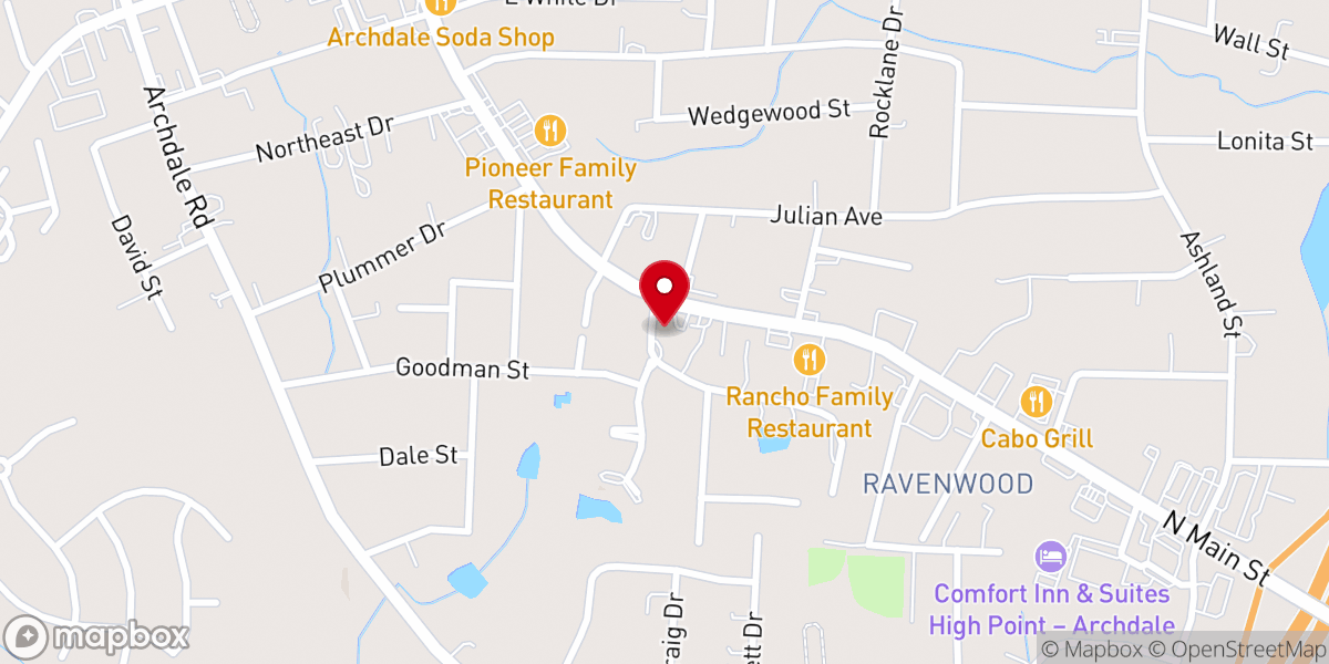 Map showing location of Community Outreach Archdale-Trinity