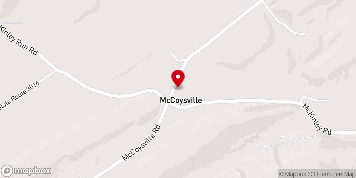 Map showing location of McCoysville Presbyterian Church