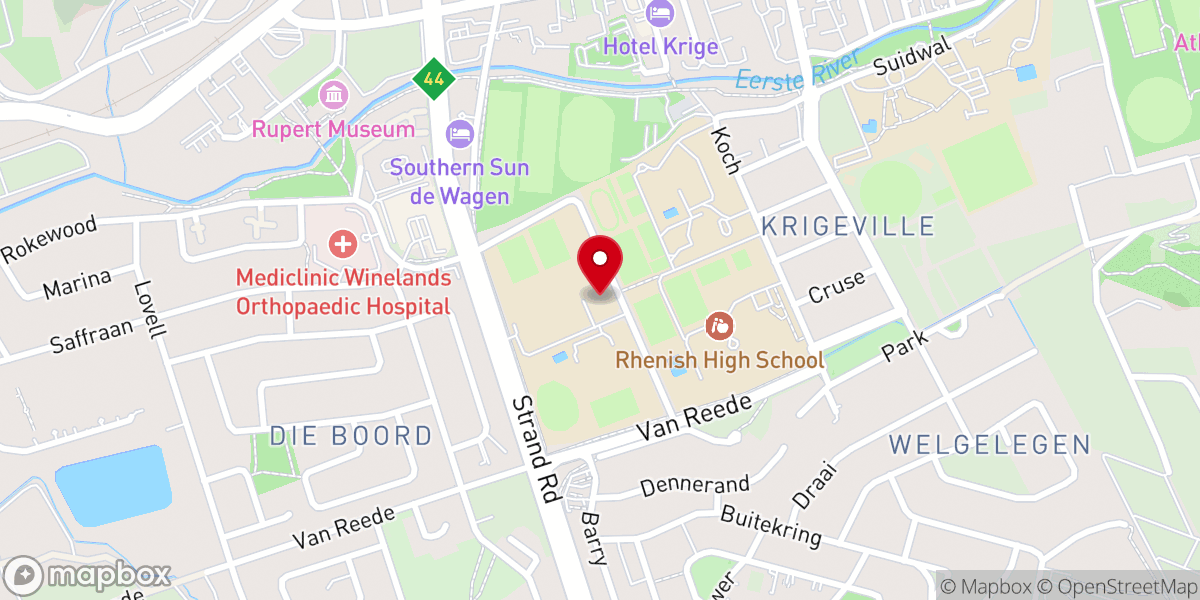 Map showing location of One Hope Church Stellenbosch
