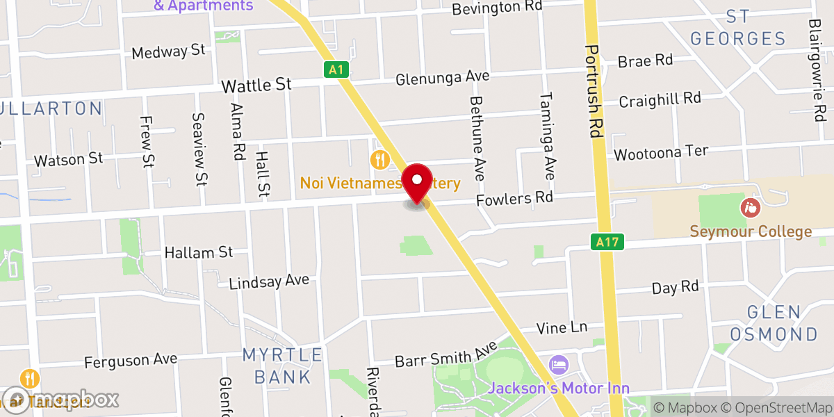 Map showing location of Glen Osmond Baptist Church