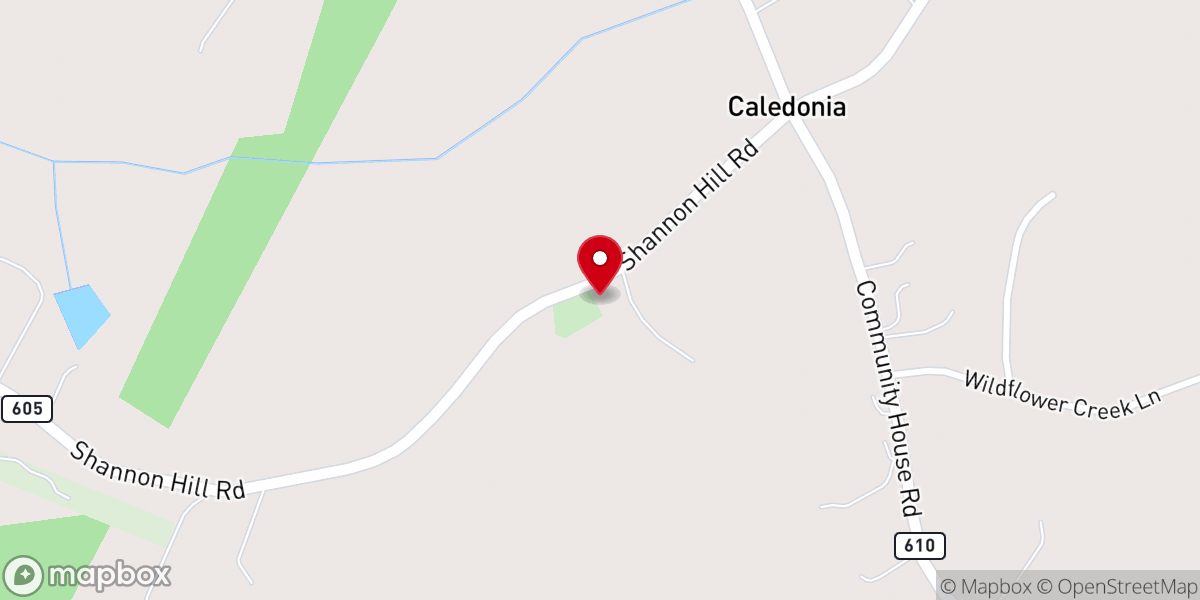 Map showing location of Pleasant Grove Baptist Church