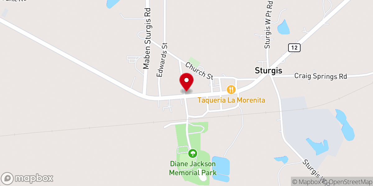 Map showing location of Sturgis Cafe