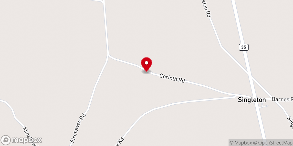 Map showing location of Corinth Baptist Church