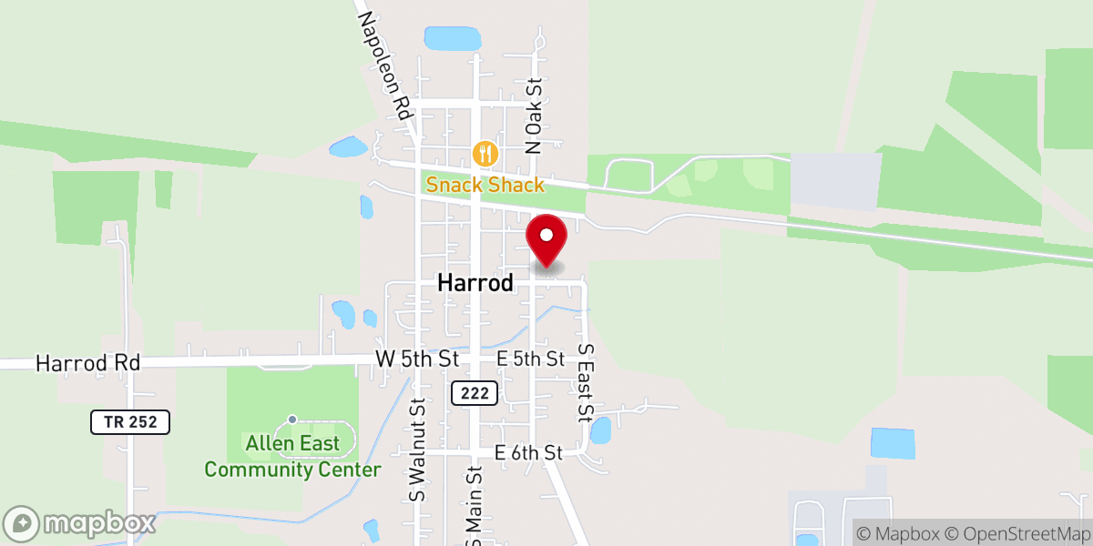 Map showing location of Harrod Methodist Church