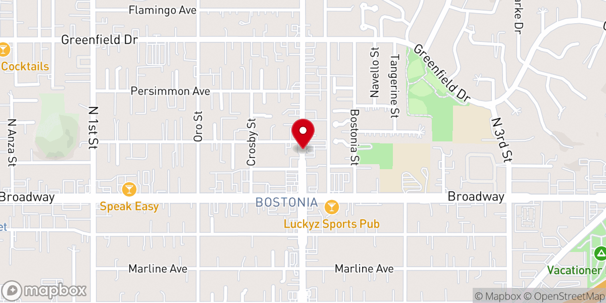 Map showing location of First Baptist Church of Bostonia