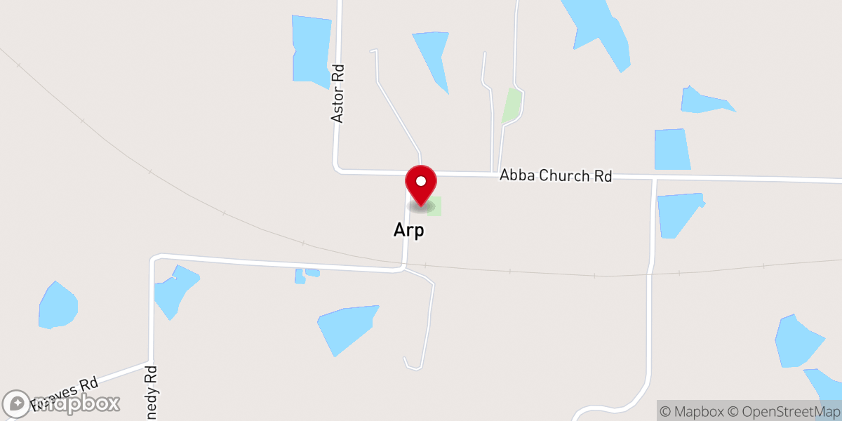 Map showing location of Arp Missionary Baptist Church