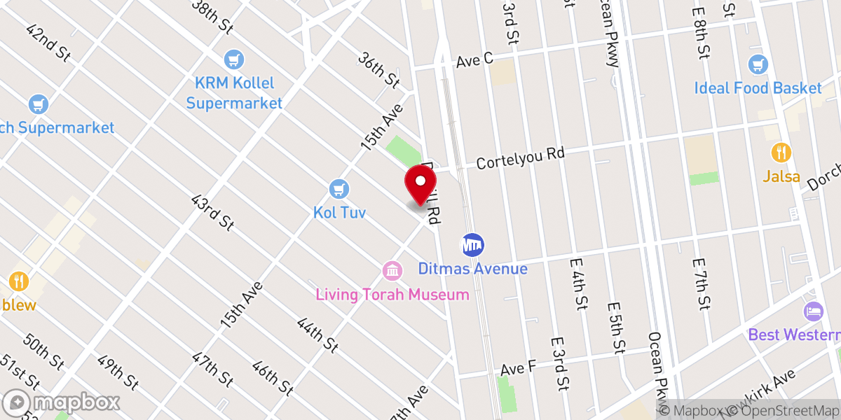 Map showing location of Congregation Derech Chaim Inc