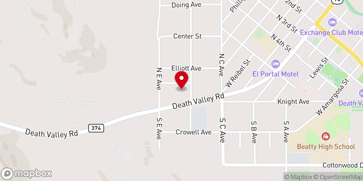 Map showing location of Beatty Baptist Church