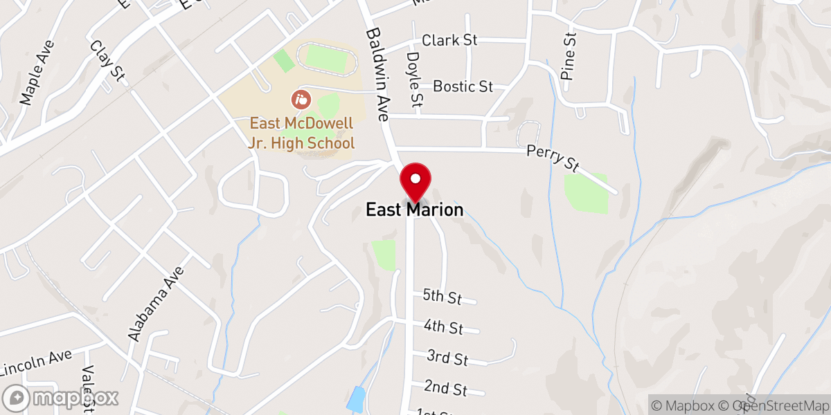 Map showing location of East Marion Community Church