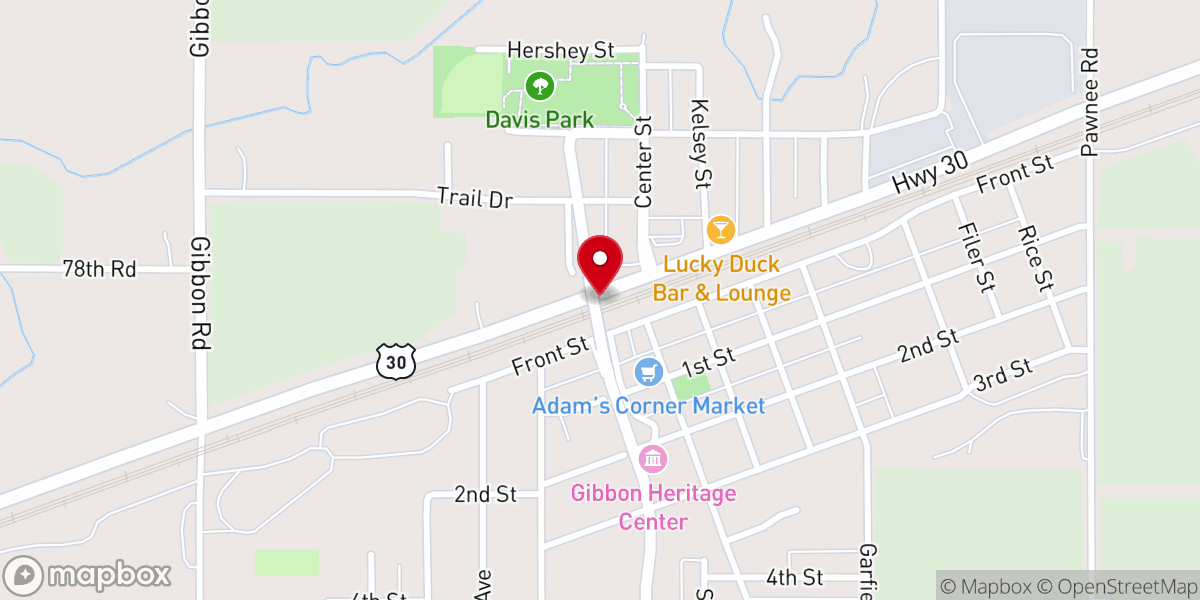 Map showing location of Gibbon