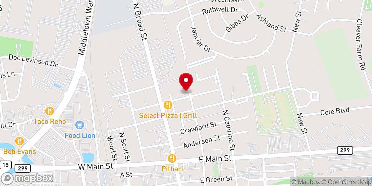 Map showing location of Trinity AME Church